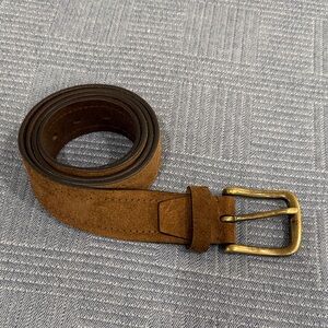Men's Suede Tan Belt with Brass Buckle Made in Italy